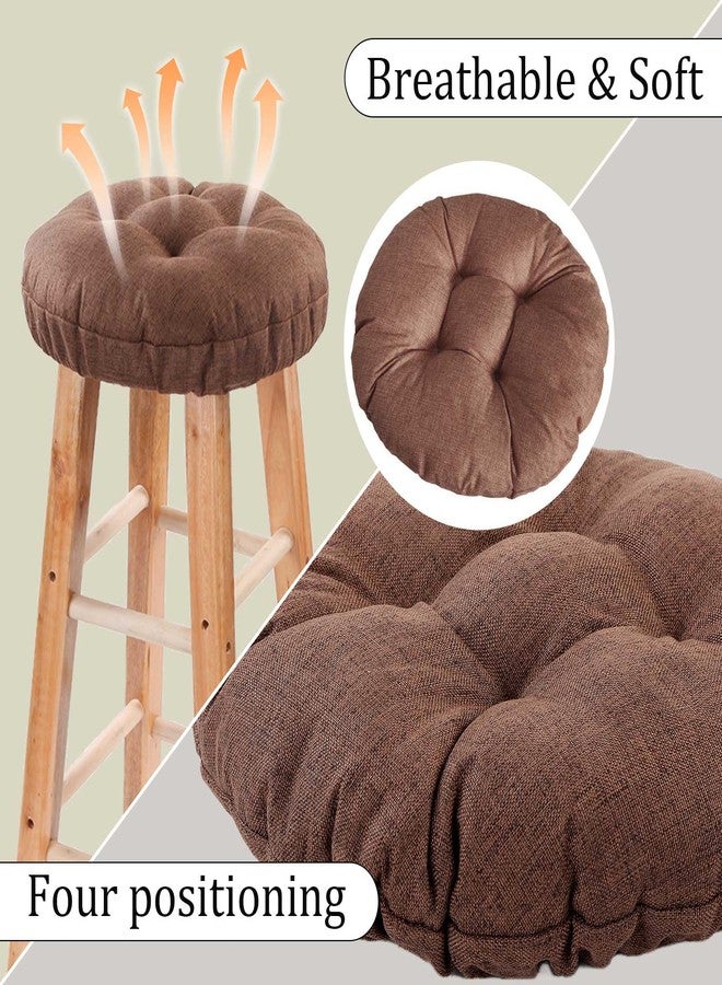 طقم أغطية كراسي بار LYLNBYWK مكون من قطعتين، أغطية كراسي دائرية مزودة بحزام مطاطي، أغطية مقاعد ناعمة، مانعة للانزلاق وقابلة للغسل، مقاس 12 بوصة، بني - Image 3